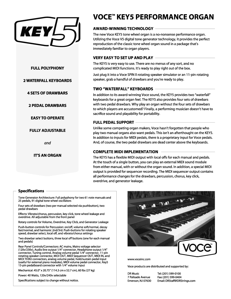 VOCE KEY5 Datasheet